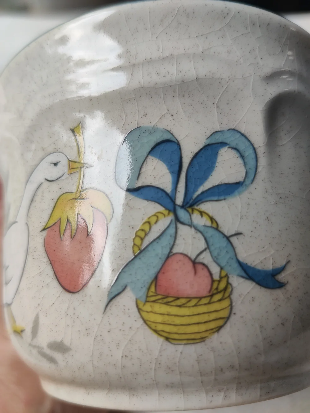 80s International Marmalade Country Goose Stash Sugar Bowl Strawberry Ribbon